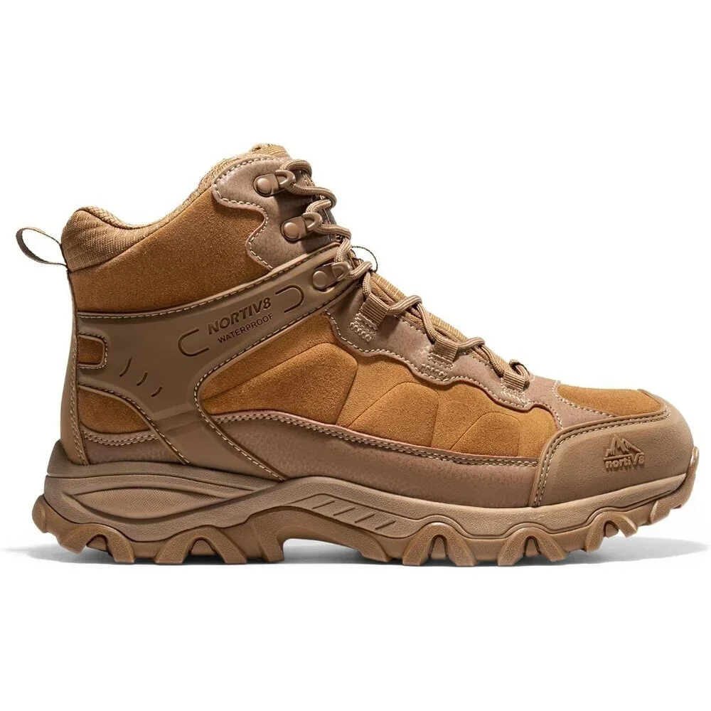 NORTIV 8 Men's Waterproof Hiking Boots Mid Trekking Mountaineering Shoes Coyote